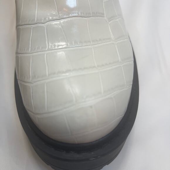 Steve Madden White Crocodile Reptile Chunky Boots Booties Women's Tyclone 8.5 - Picture 6 of 16